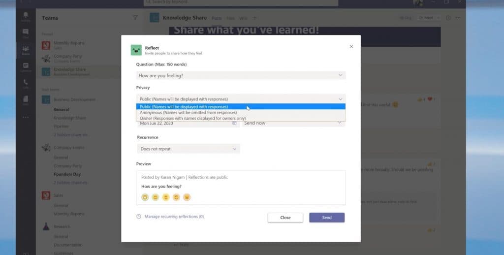 Microsoft Teams Reflect